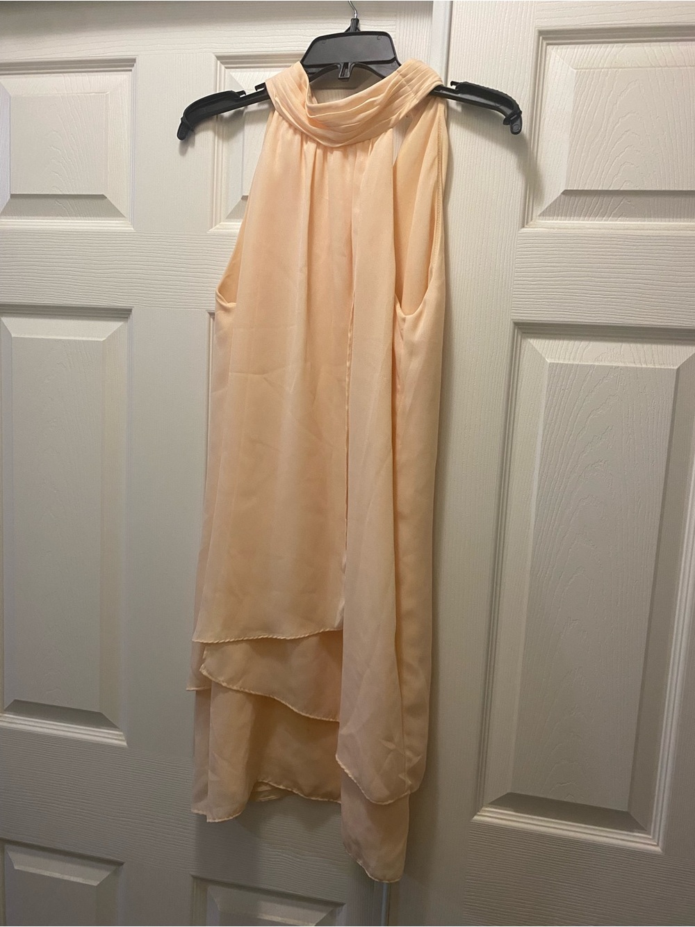 Zara Peach High-Low Halter Chiffon Dress